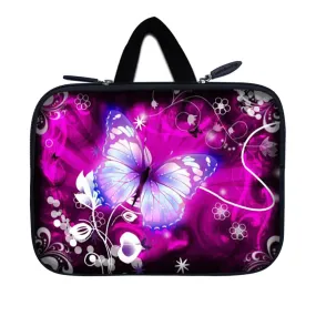 Tablet Sleeve Carrying Case w/ Hidden Handle – Purple Butterfly Floral