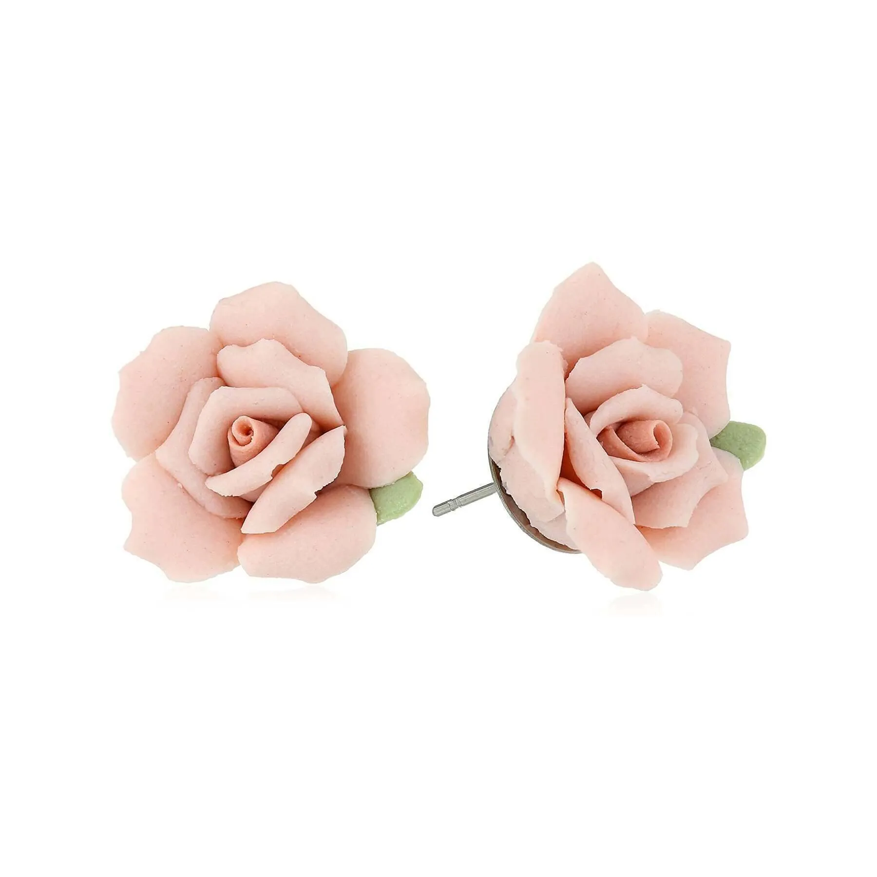 1928 Bridal Pink Porcelain Rose Post Earrings