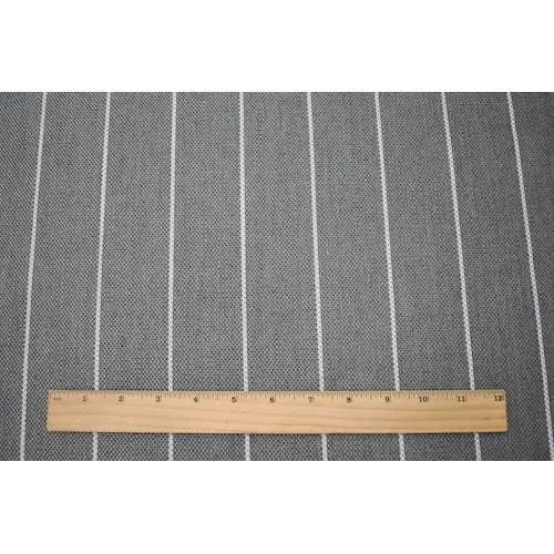 2 1/8 YD PC - Gray/White Indoor/Outdoor Stripe Decorating Fabric