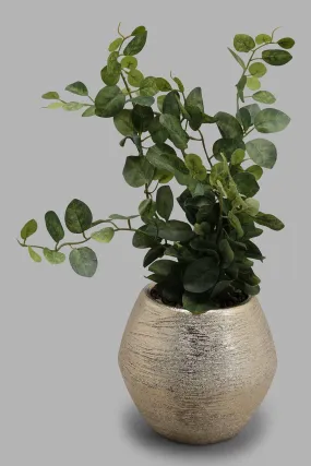 Artificial Plant In Gold Ceramic Pot