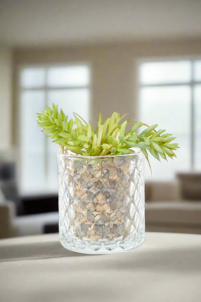 Artificial Suculent Plant In Glass Pot