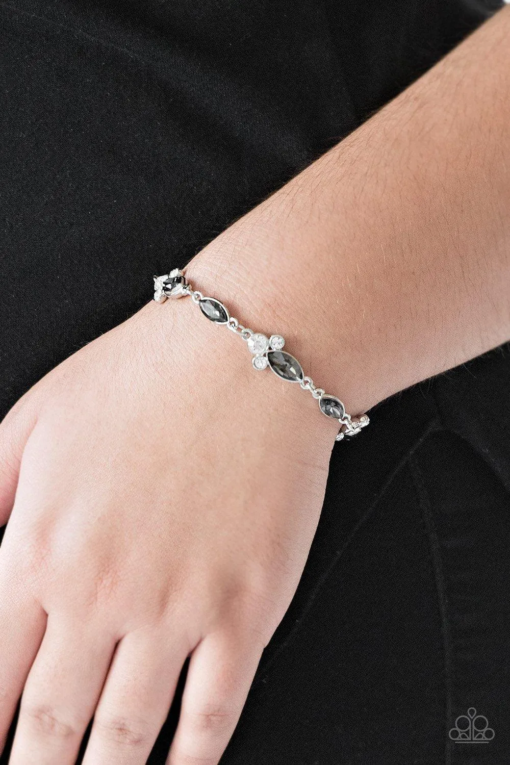 At Any Cost Silver and White Gem Bracelet - Paparazzi Accessories