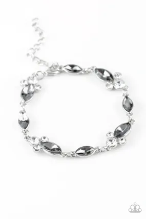 At Any Cost Silver and White Gem Bracelet - Paparazzi Accessories