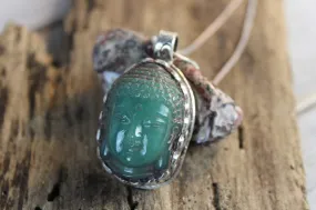 Aventurine Carved Buddha Head Pendant