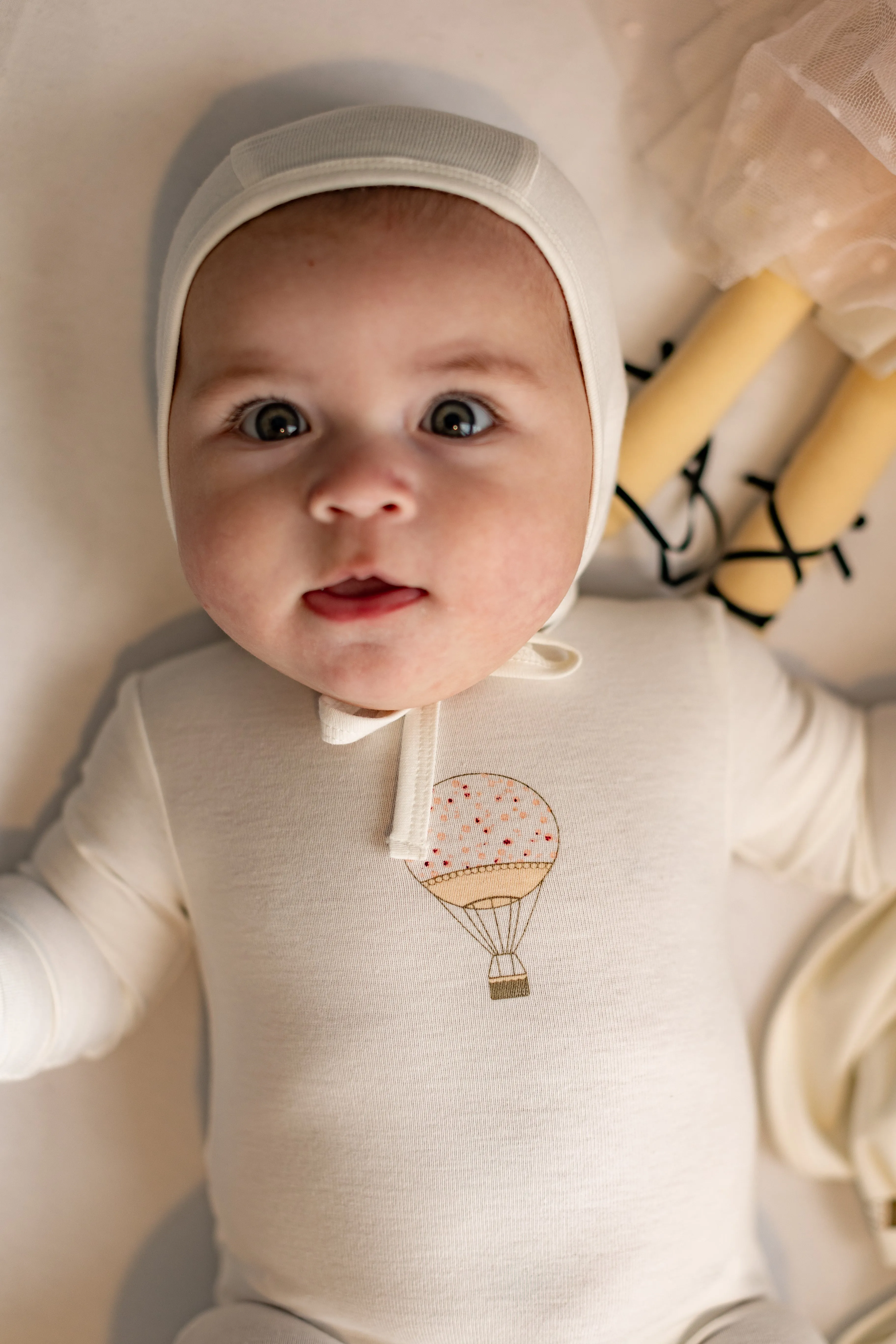 Balloon Print Onesie with Bonnet