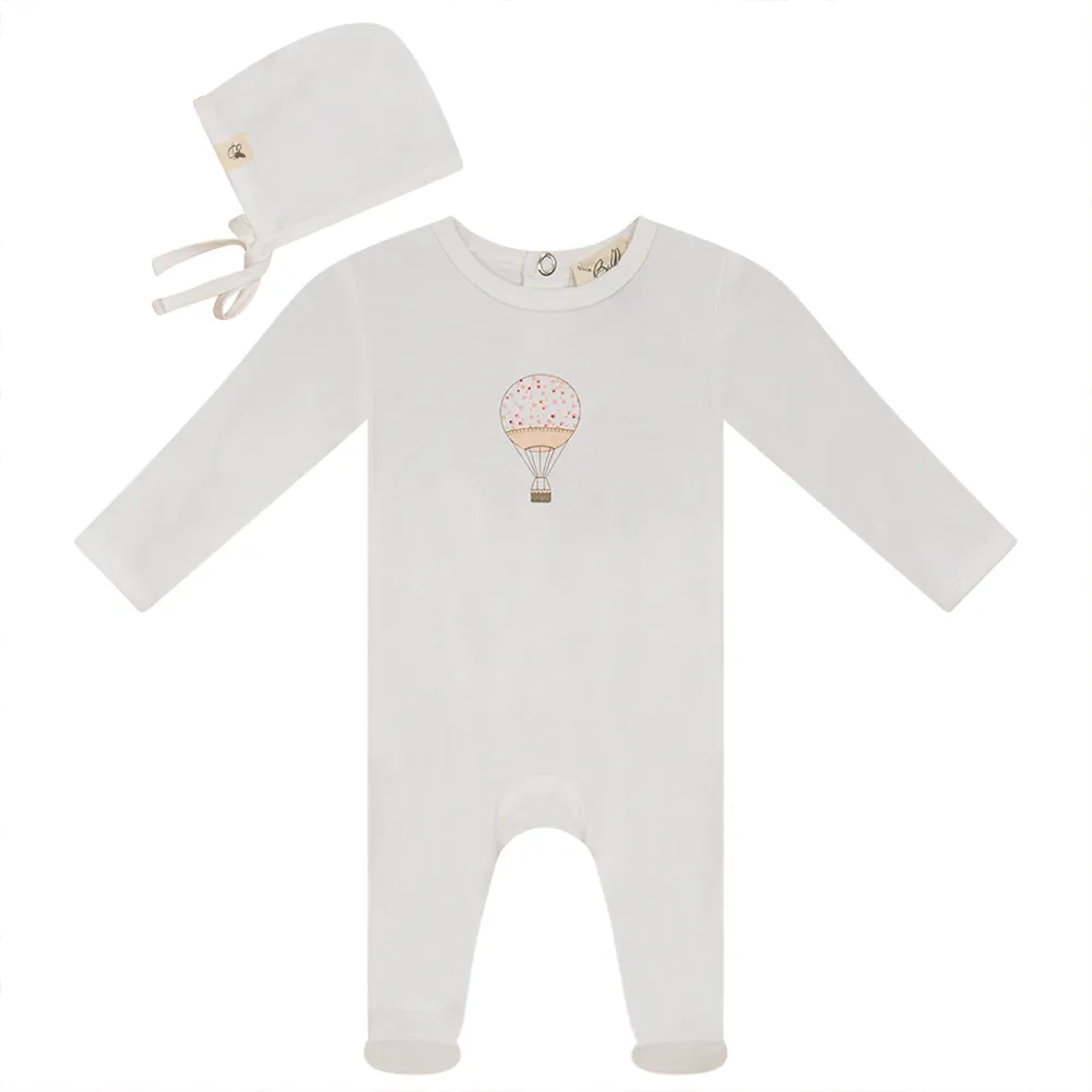 Balloon Print Onesie with Bonnet