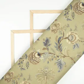 Beige Floral Pattern Digital Print Elegant Blend Pashmina Fabric