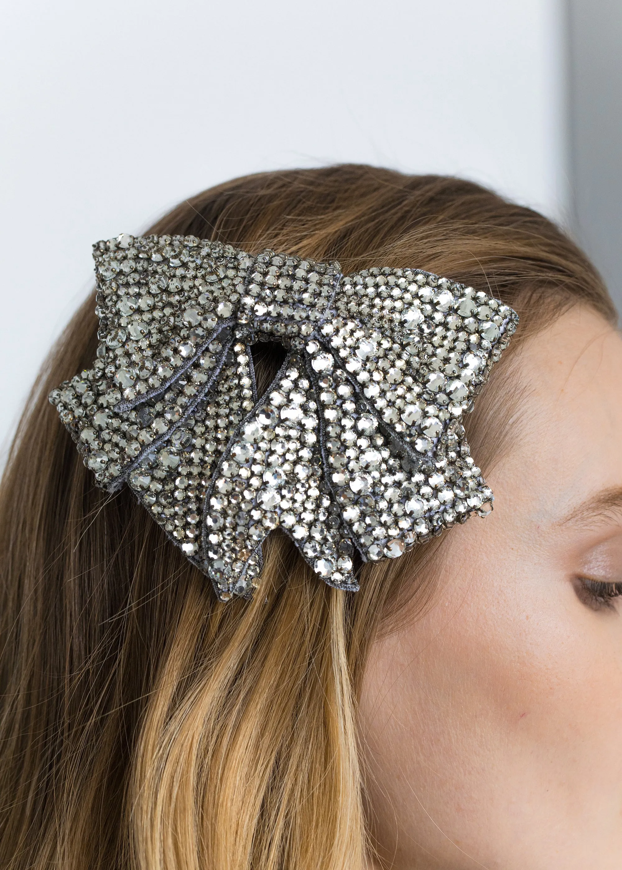 Belle Bow Barrette -- Crystal