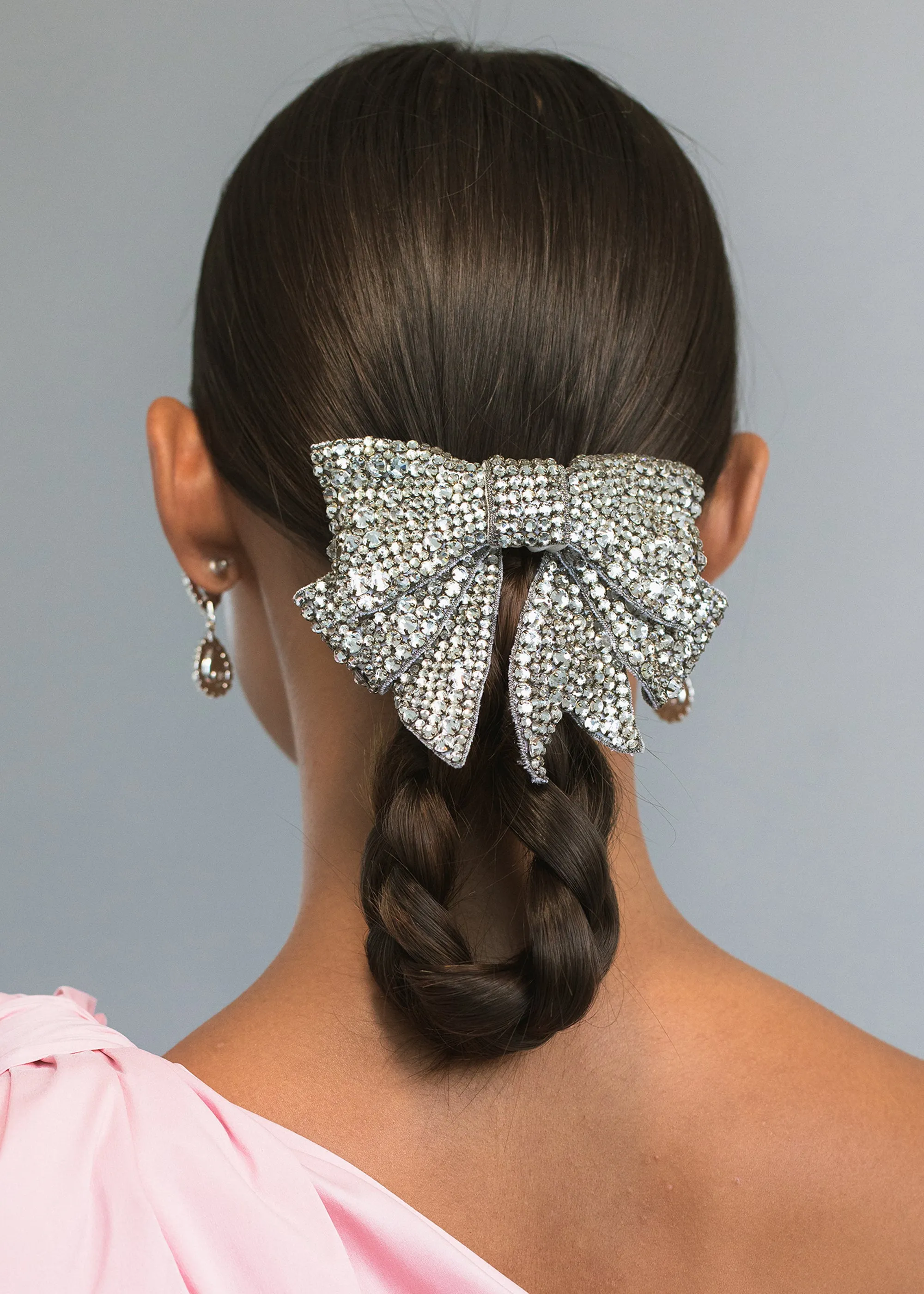 Belle Bow Barrette -- Crystal