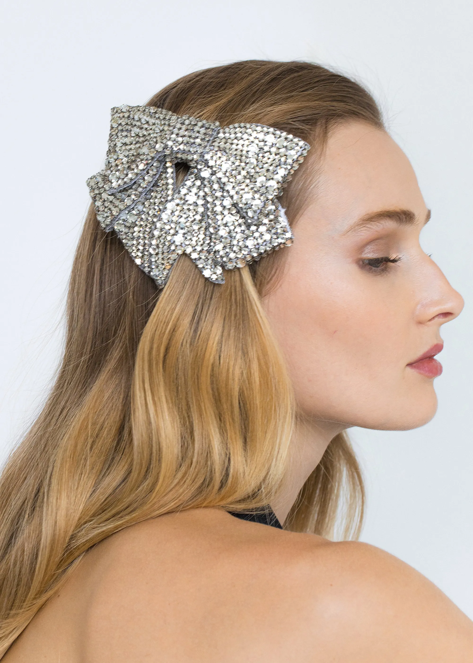 Belle Bow Barrette -- Crystal