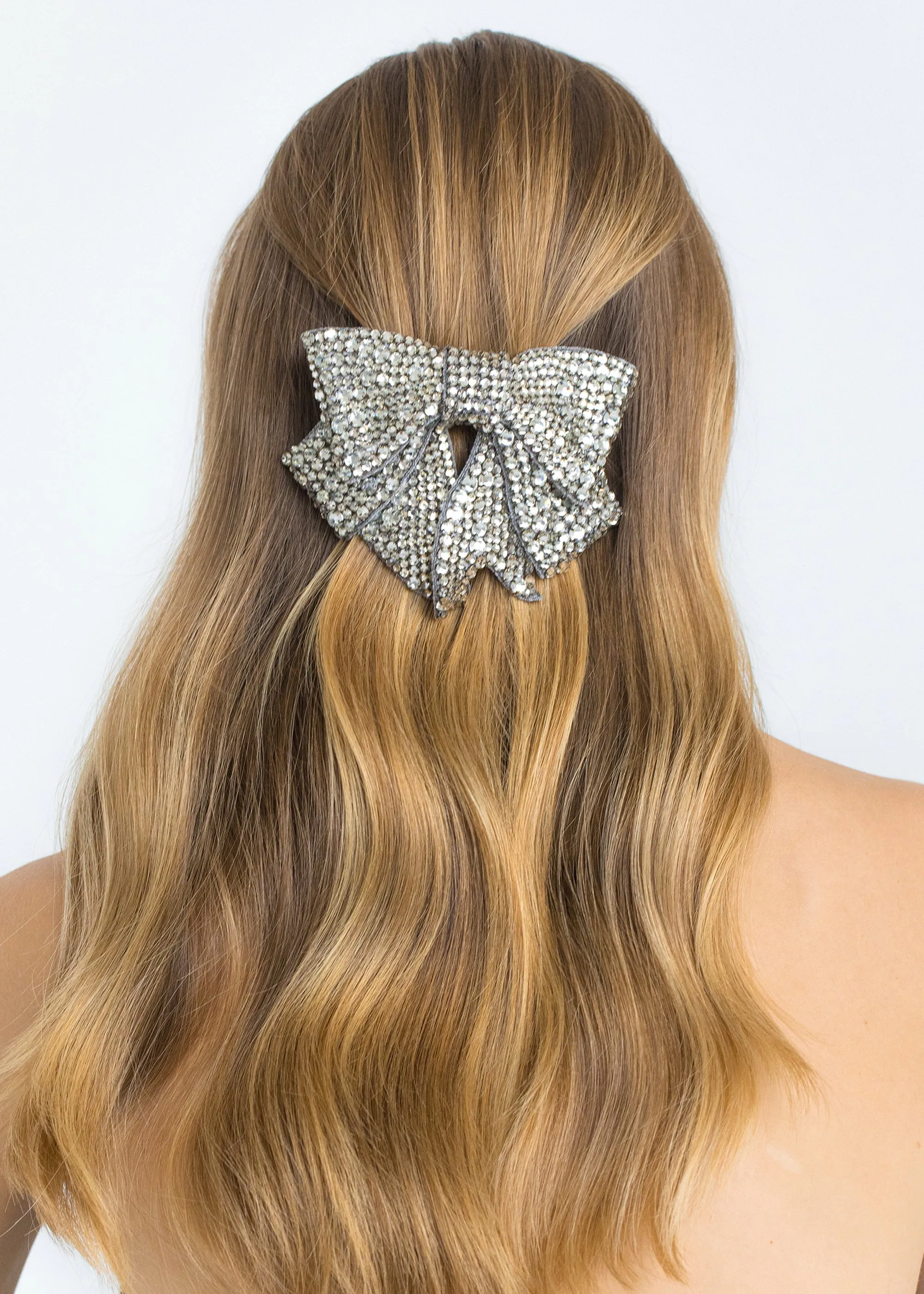 Belle Bow Barrette -- Crystal