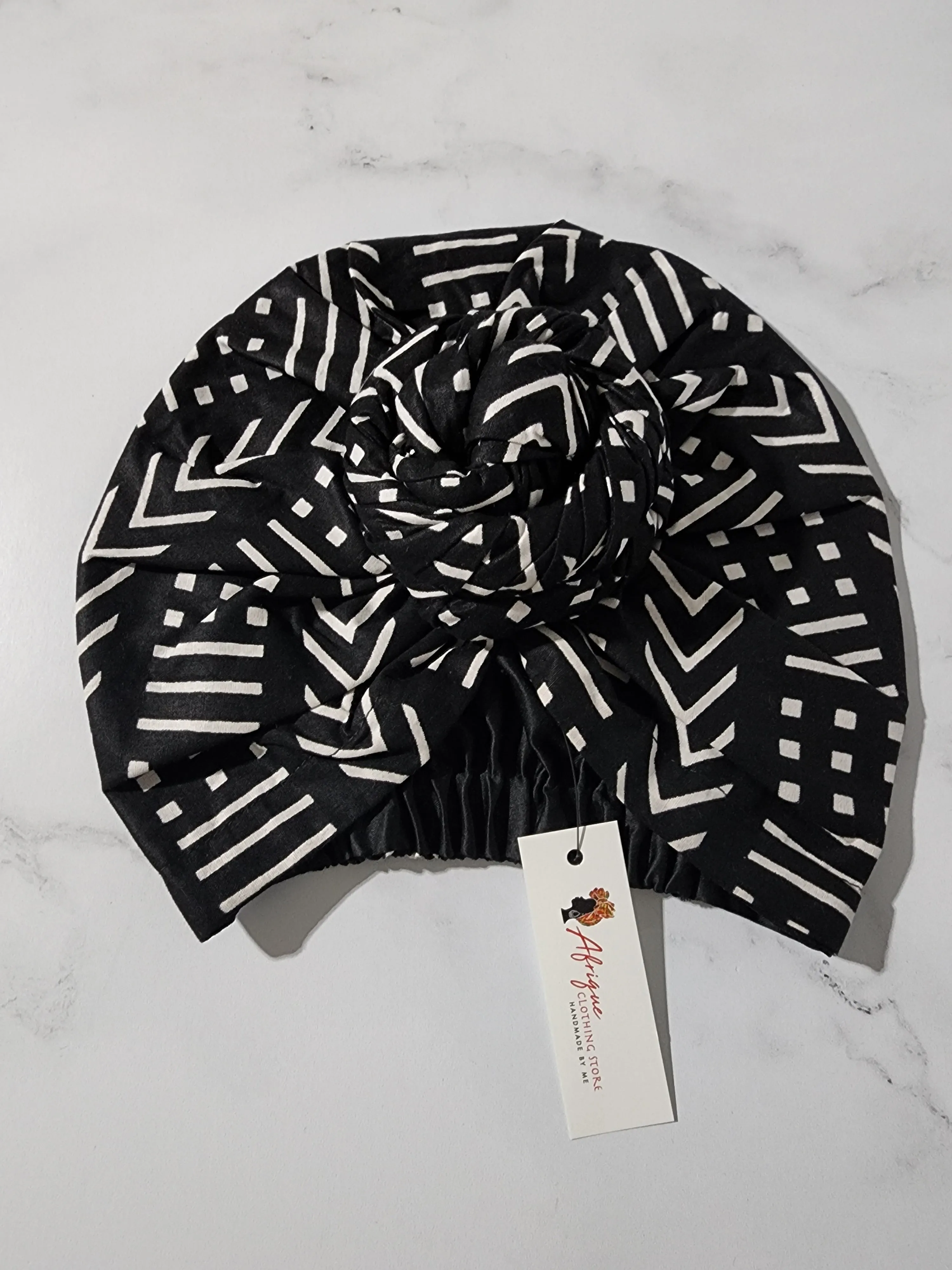 Black and White Pre-tied Headwrap