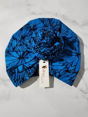 Blue and Black Pre-tied Headwrap