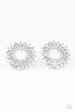 Buckingham Beauty White Rhinestone Post Earrings - Paparazzi Accessories