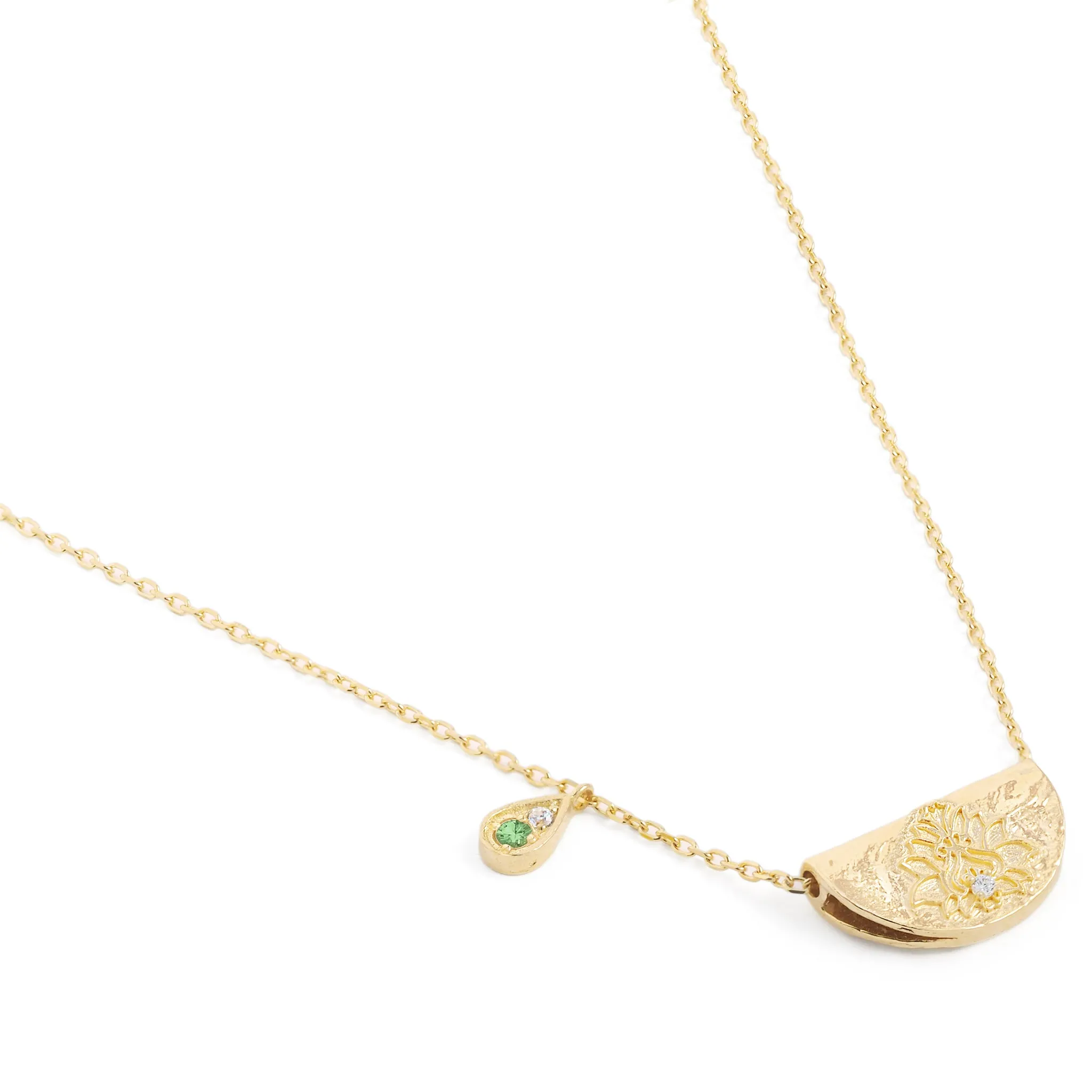 By Charlotte Lotus Birthstone Necklace (May), Gold