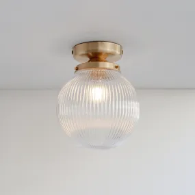 Clear Reeded Glass Globe Ceiling Light