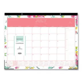 Day Designer Peyton Academic Desk Pad, Floral Artwork, 22 X 17, Black Binding, Clear Corners, 12-month (july-june): 2023-2024