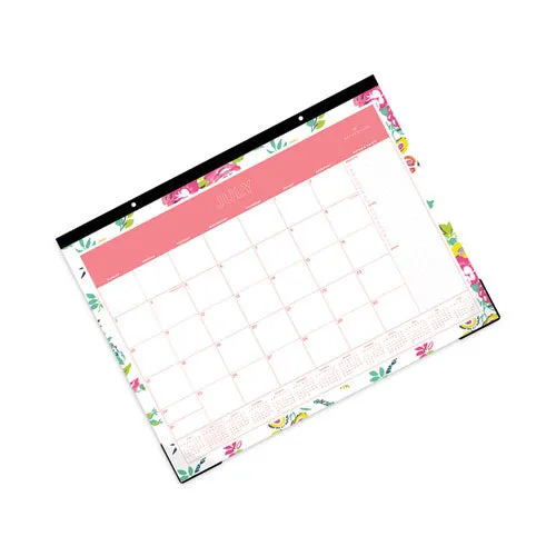 Day Designer Peyton Academic Desk Pad, Floral Artwork, 22 X 17, Black Binding, Clear Corners, 12-month (july-june): 2023-2024