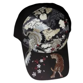 Embroidered Baseball Hat - Crane and Tiger