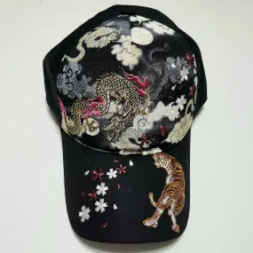 Embroidered Baseball Hat - Dragon and Tiger