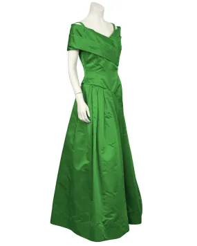 Emerald Green Satin Gown