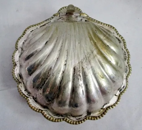 F&JL ENGLAND SCALLOP SEASHELL SEA SHELL SILVER MERMAID Trinket Box Ashtray SILVERPLATE