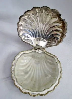 F&JL ENGLAND SCALLOP SEASHELL SEA SHELL SILVER MERMAID Trinket Box Ashtray SILVERPLATE