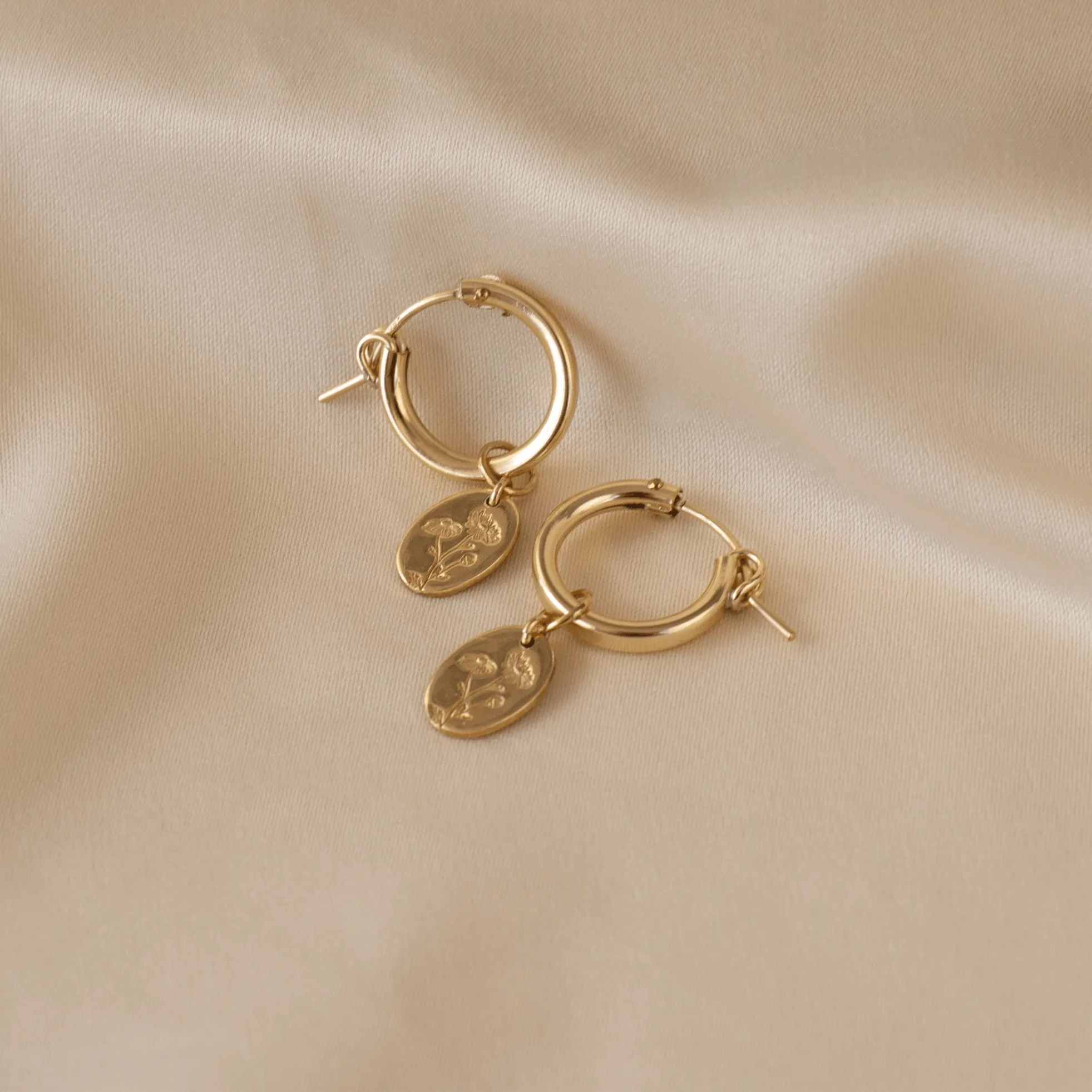 Fleur Birth Flower Hoop Earrings