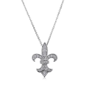 Fleur De Lis CZ Necklace in Sterling Silver