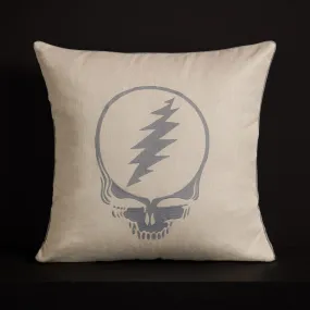 Grateful Dead Throw Pillow with Piping - Natural/Grey