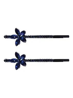 Kairangi Hair Pins for Women Girls Hair Accessories for Women Hair Pin 2 Pcs Crystal Blue Cute Floral Bobby Pins for Hair Pins for Girls Bobby Pins fro women Gift for Women and Girls