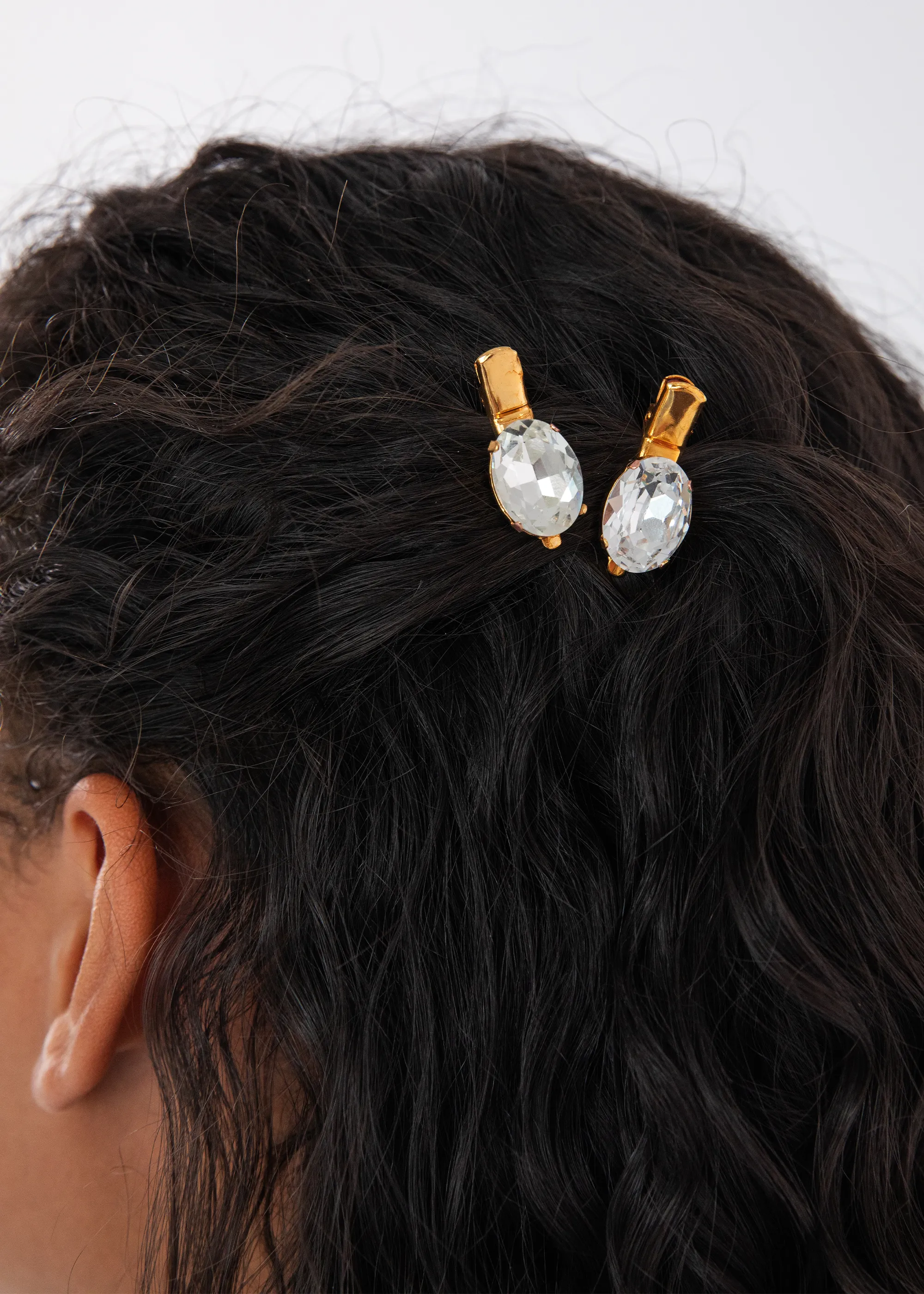 Kara Hair Clips -- Crystal Antique Gold