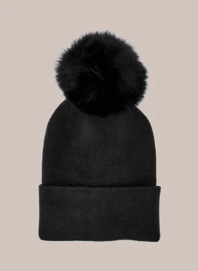 Large Pompom Ribbed Hat