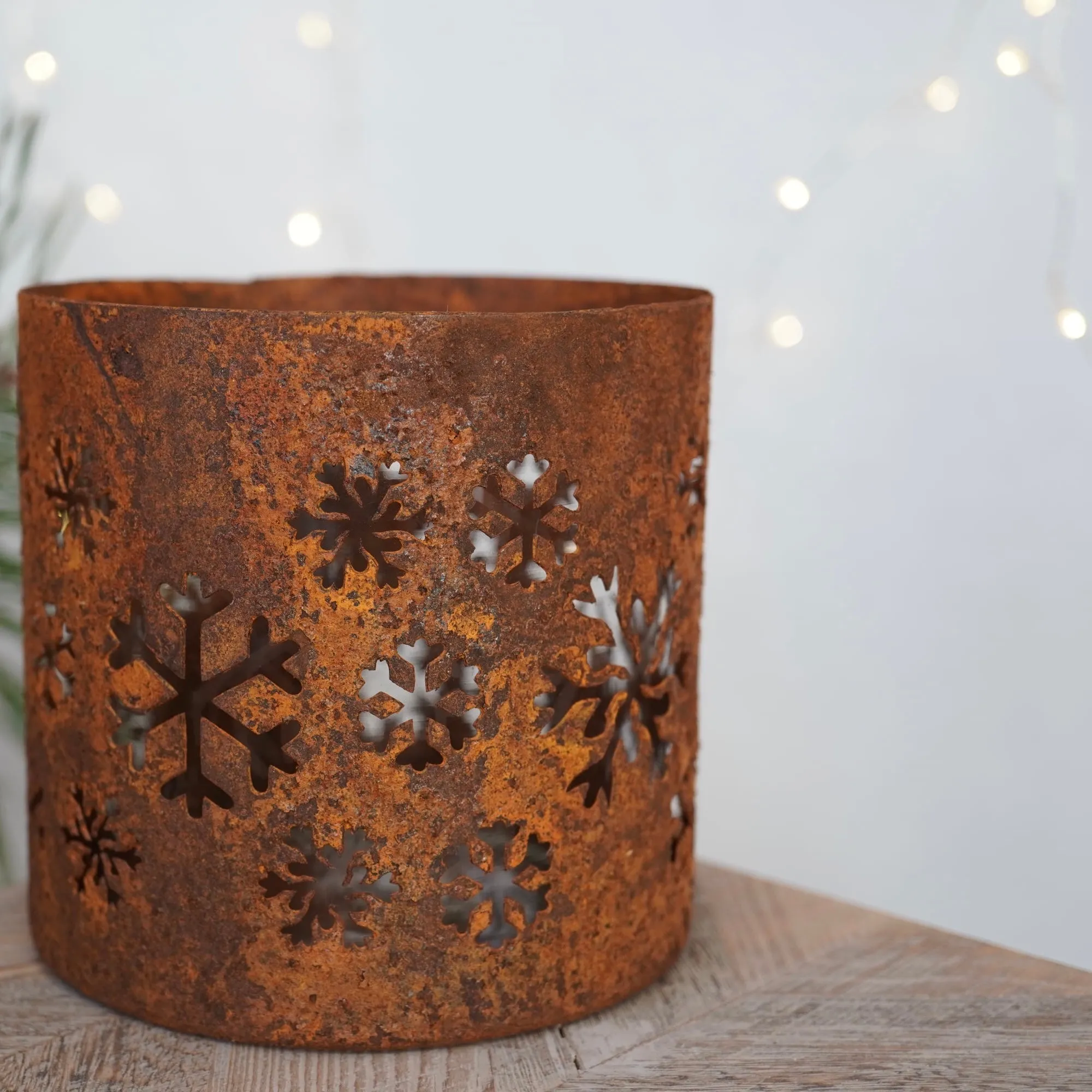 Large Rust Snowflake Votive