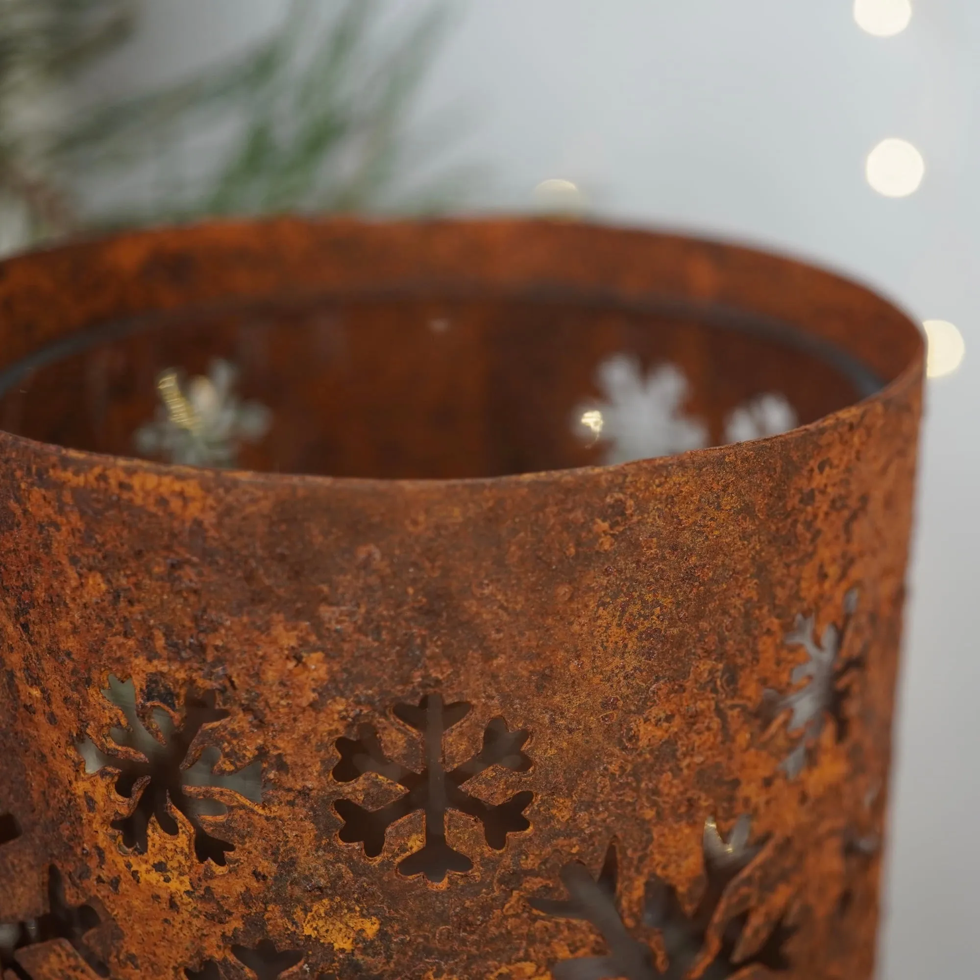 Large Rust Snowflake Votive