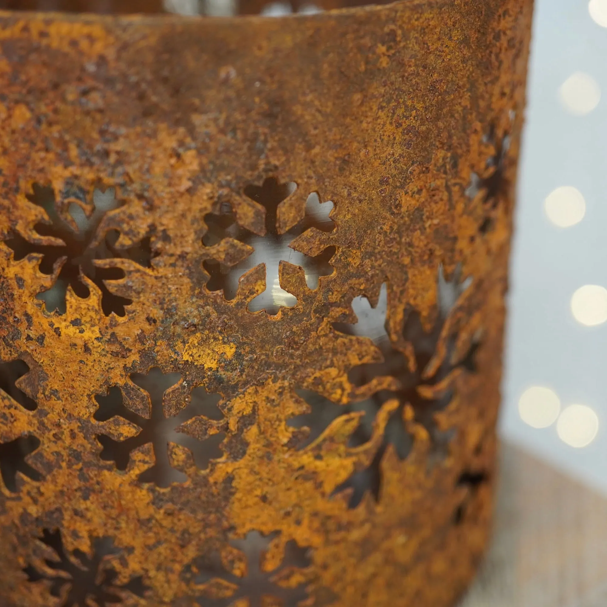 Large Rust Snowflake Votive