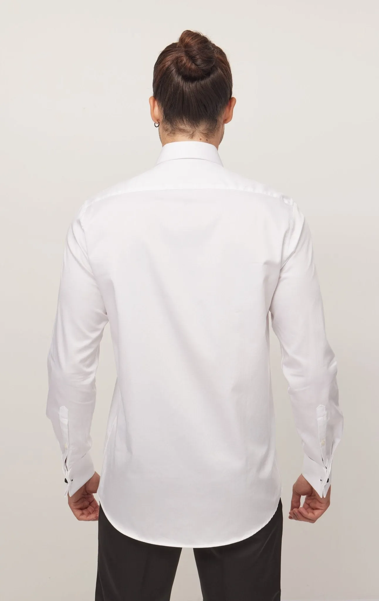 Lurex Paneled Spread Collar Shirt - White White