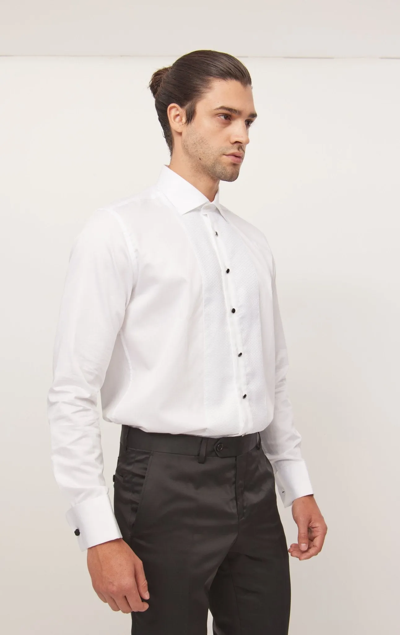 Lurex Paneled Spread Collar Shirt - White White