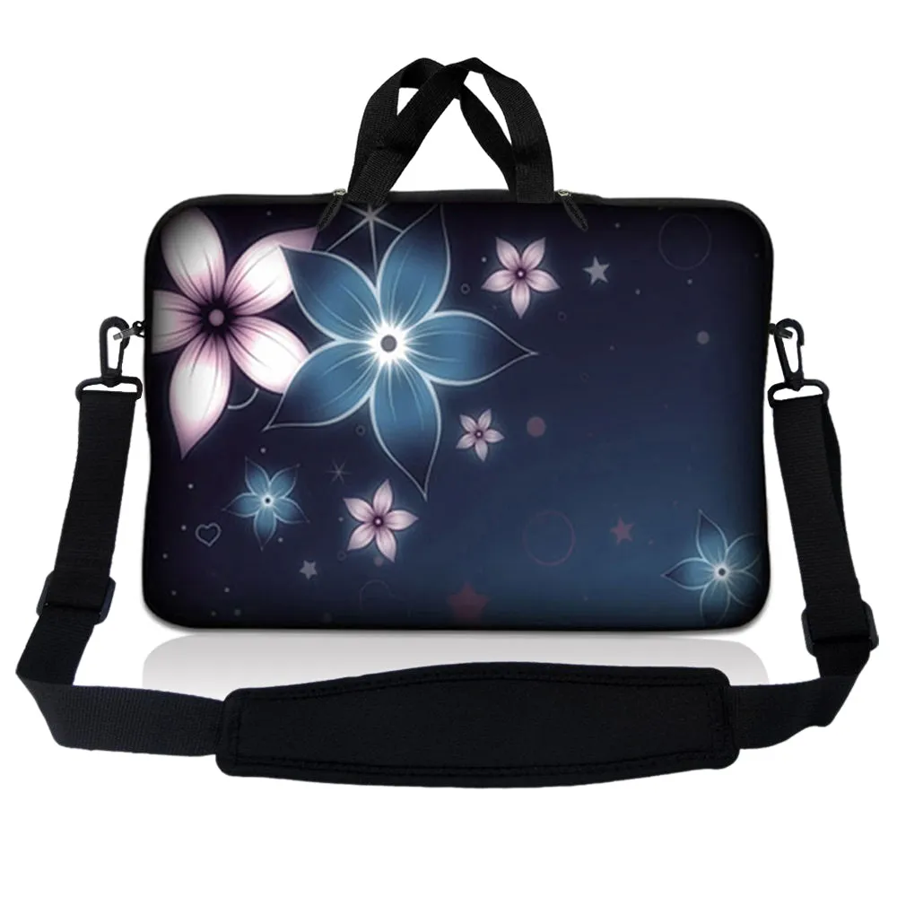 Notebook / Netbook Sleeve Carrying Case w/ Handle & Adjustable Shoulder Strap & Matching Skin & Mouse Pad – Plumeria Flower Floral