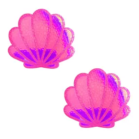 Pink Neon Nights Blacklight Iridescent Mermaid Shell NippleCoverPasties