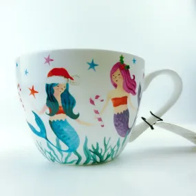 Portobello By Design 'Seasons Greetings' Christmas Little Mermaid Bone China XL Coffee Mug Tea Cup 20 oz