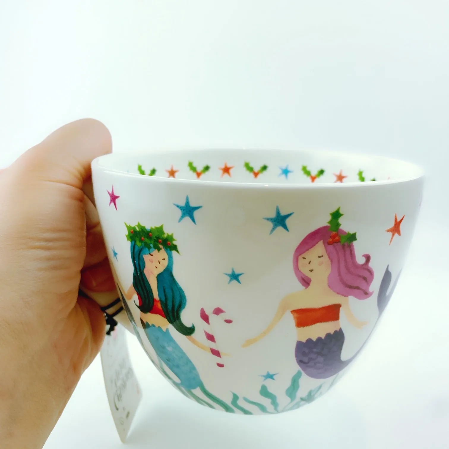 Portobello By Design 'Seasons Greetings' Christmas Little Mermaid Bone China XL Coffee Mug Tea Cup 20 oz