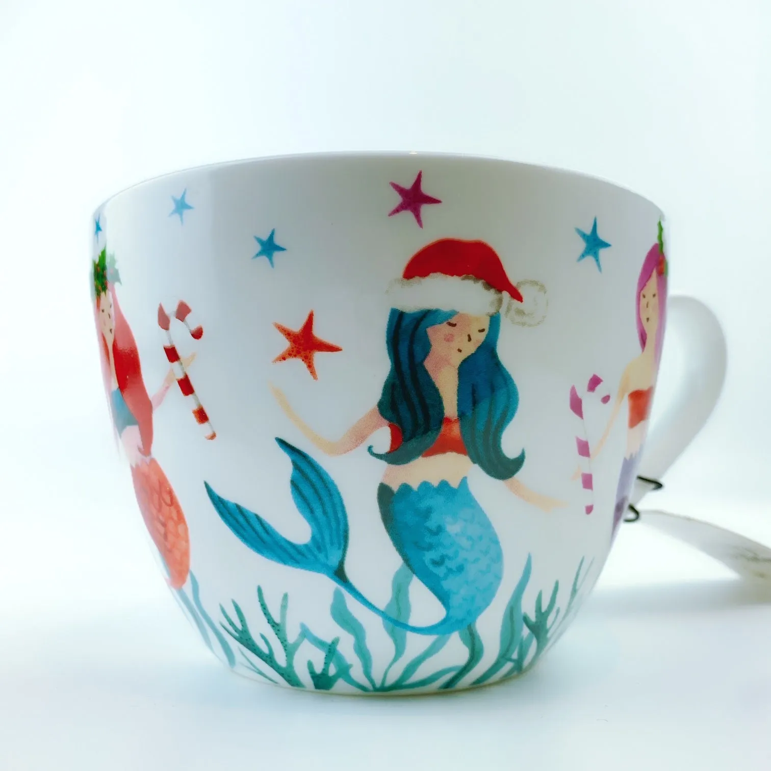 Portobello By Design 'Seasons Greetings' Christmas Little Mermaid Bone China XL Coffee Mug Tea Cup 20 oz