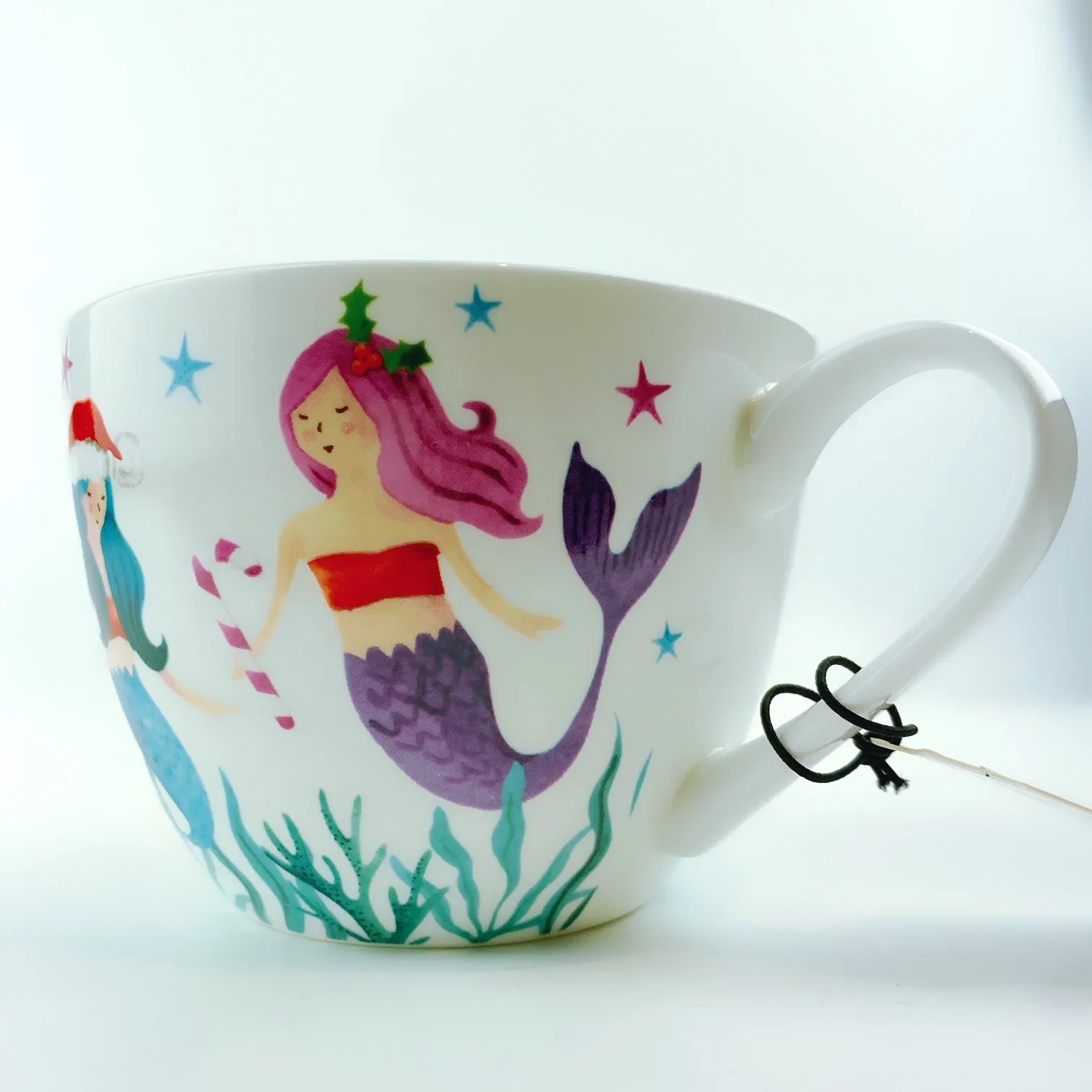 Portobello By Design 'Seasons Greetings' Christmas Little Mermaid Bone China XL Coffee Mug Tea Cup 20 oz