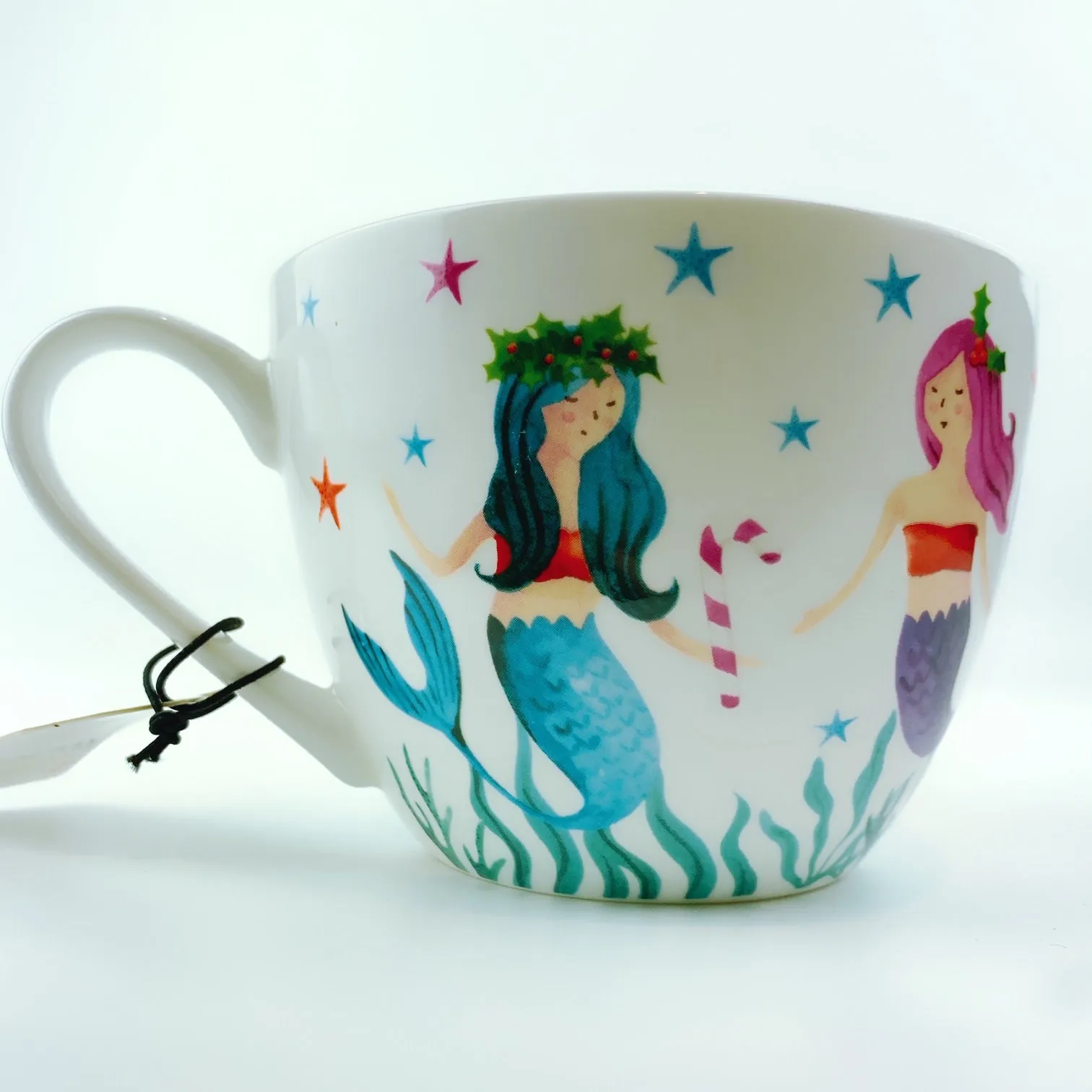 Portobello By Design 'Seasons Greetings' Christmas Little Mermaid Bone China XL Coffee Mug Tea Cup 20 oz