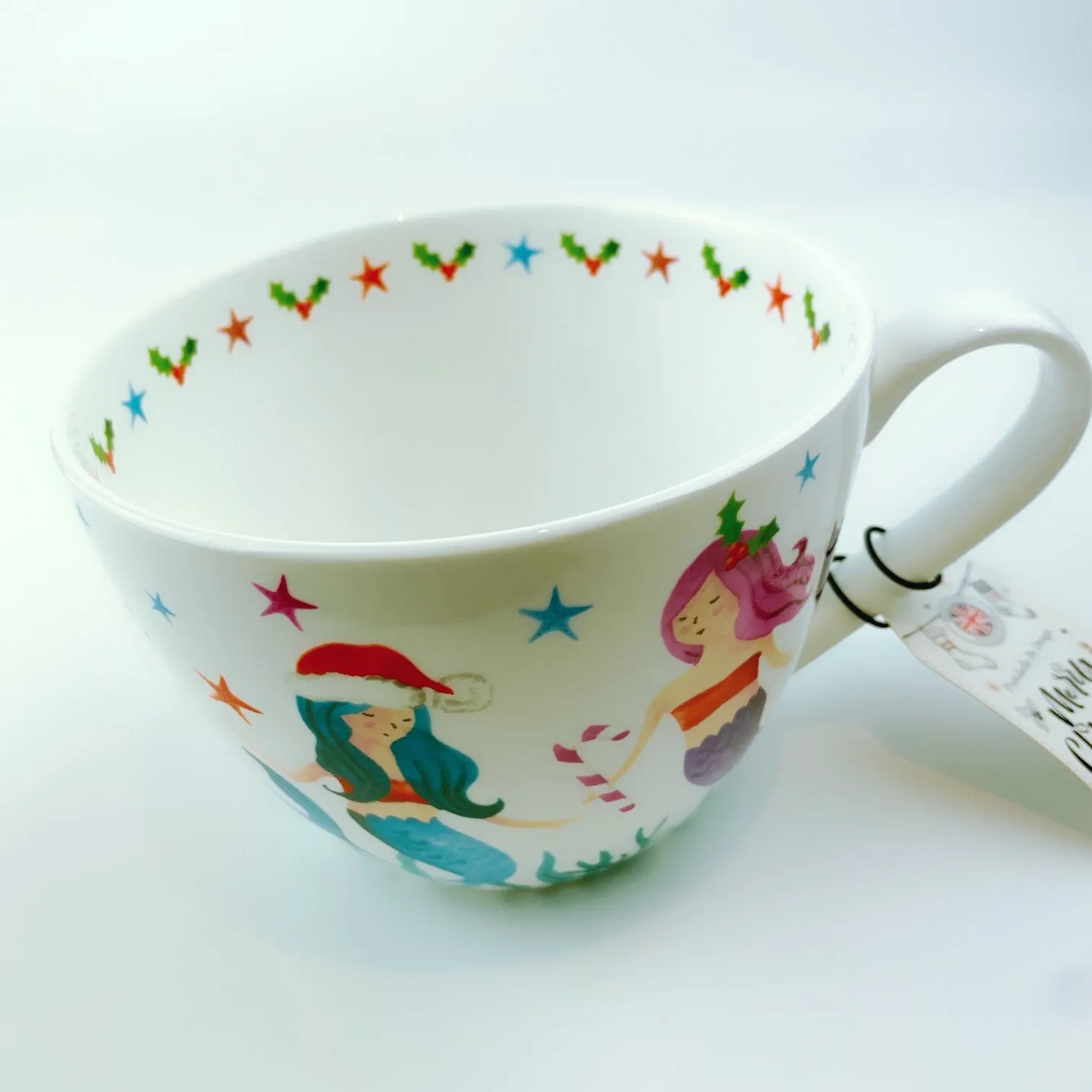 Portobello By Design 'Seasons Greetings' Christmas Little Mermaid Bone China XL Coffee Mug Tea Cup 20 oz