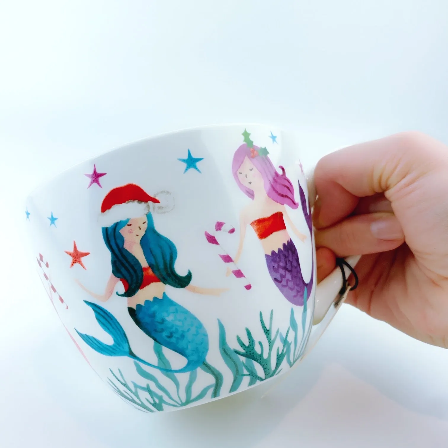 Portobello By Design 'Seasons Greetings' Christmas Little Mermaid Bone China XL Coffee Mug Tea Cup 20 oz