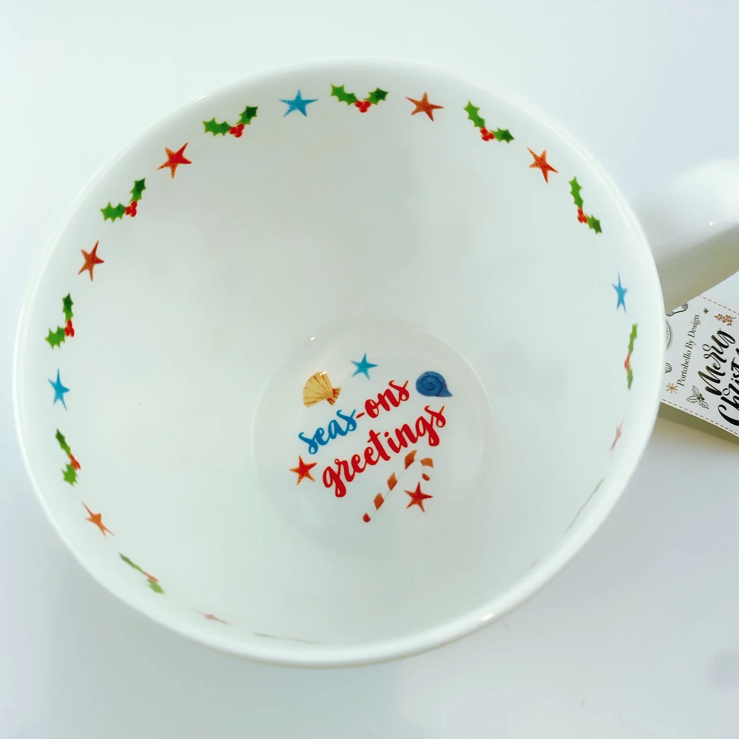 Portobello By Design 'Seasons Greetings' Christmas Little Mermaid Bone China XL Coffee Mug Tea Cup 20 oz