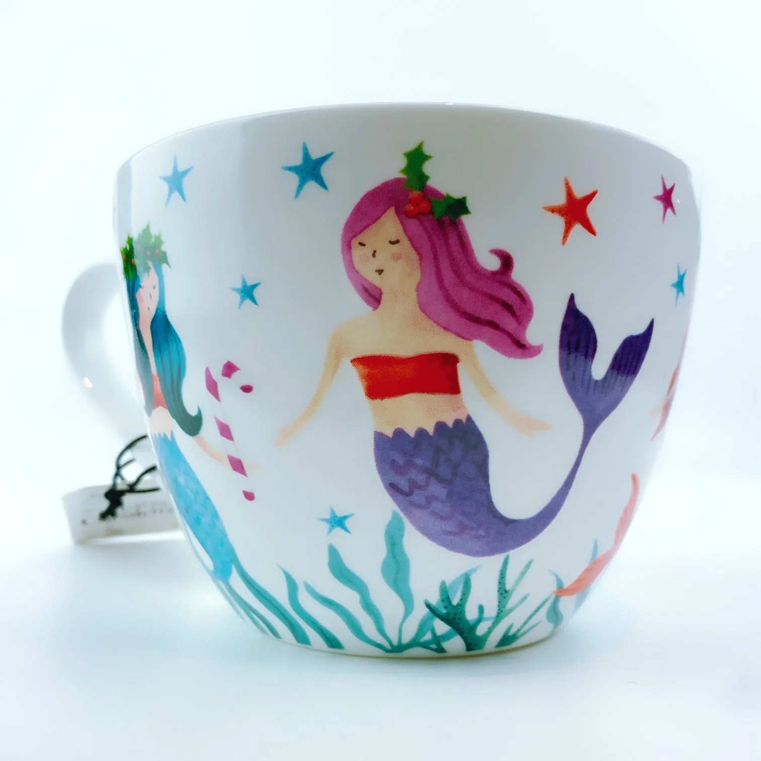 Portobello By Design 'Seasons Greetings' Christmas Little Mermaid Bone China XL Coffee Mug Tea Cup 20 oz