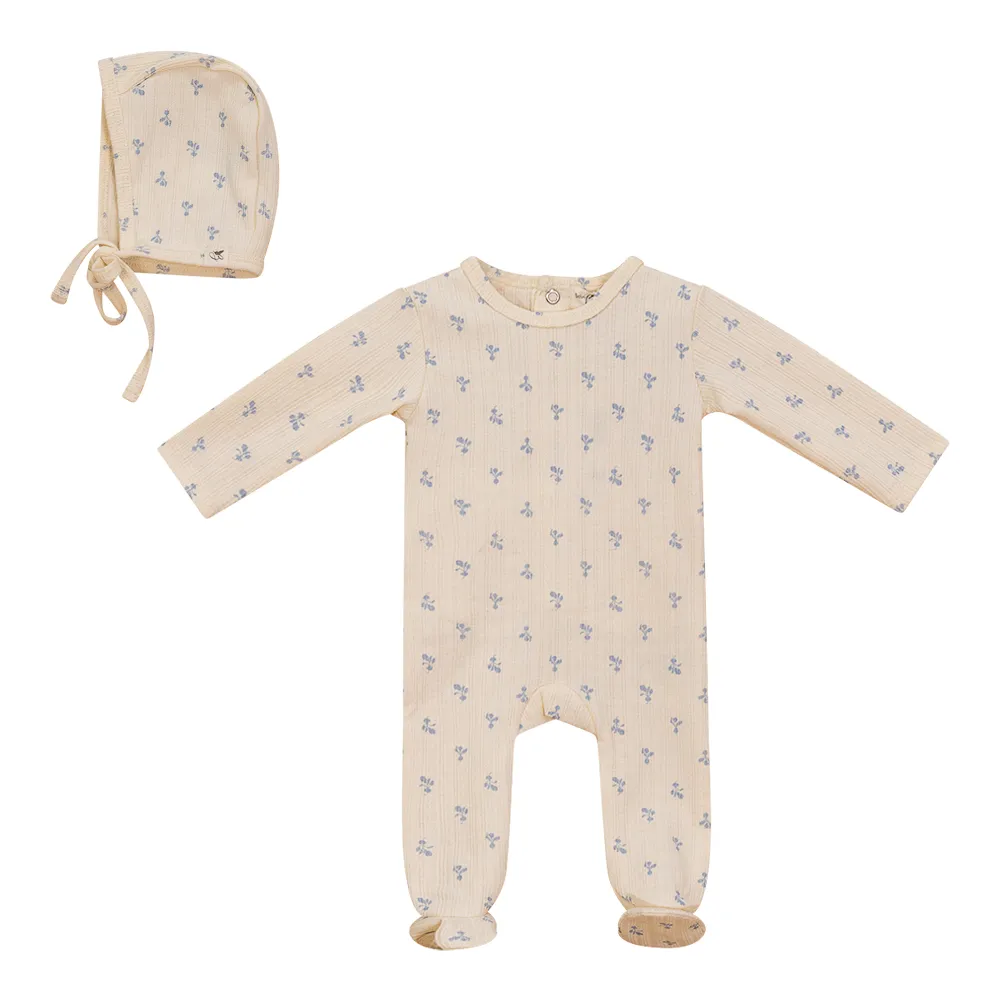 Radish Print Onesie with Bonnet